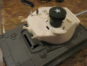 Test fit of the 76mm T-23 turret.  Looking good so far.