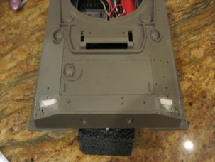 Rear detail fixes.  To make the appropriate Ford GAA engined Sherman hull, we need to fill in the vents, remove the engine deck, and, fix the back plate.