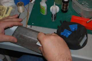 Jeff Ousley was the 4th member to join the movement.  Here he is at Club HQ working on our custom 75mm cannon conversion.  Club member Chris Nadeau has helped us cast resin Rotor Shields to adapt the Nick Aguilar M34 mantlet.
