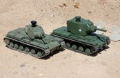 The two tanks are actually painted the same color, if you believe it!