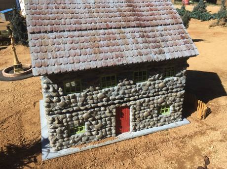 New permanent concrete house on the field.