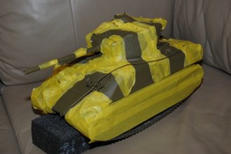 Masked with Tamiya tape and painted with Tamiya NATO black.