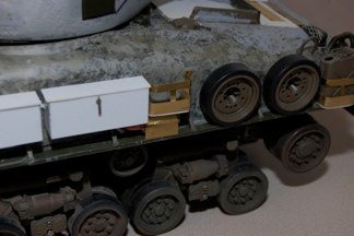 added the spare bogies and more gas can racks made from left over photo etch frets from trumpeter.