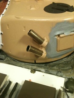 Smoke launcher tubes replaced with brass.