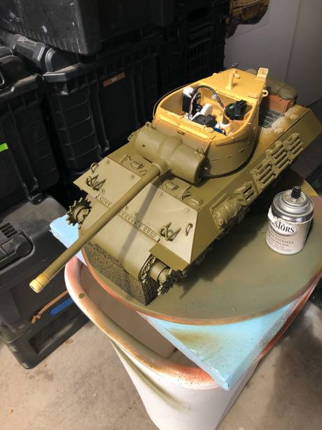 To get this vehicle on the field I rattle can Testors Oded the base coat.