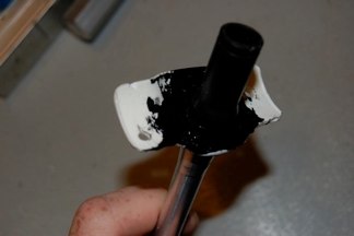 This time the sherman will have a fixed gun w/o recoil. I used some epoxy goop to really seal the gun tube in place and give the gun a flexible joint too.