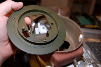 scavenged turret ring from the mato Sherman.  CuT down to fit inside Tamiya 75mm hull.