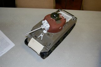 In progress tank brought to local IPMS club meeting for a meeting of the minds.