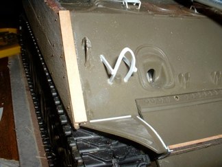 While feeling ambitious, I also scratch-built thinner headlight guards even though my Sherman won’t have the head lights in place.  These will probably break, but I like how they look now.