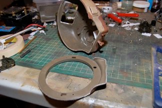 Time for the next generation.  I am adding Recoil- KV Electronics- New mantlet and rotor shield, and a New 75 mm barrel.  Step one is to make the lower Turret removable for working on interior.