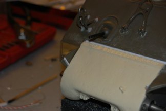 Stowage on the front glacis was achieved by adding angle stock....