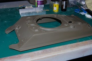 Start with a stock Tamiya Sherman hull.