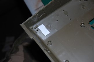 Underneath, I backed the hole with some sheet stock. I then filled in the holes with more stock and used ca to fill the gaps.