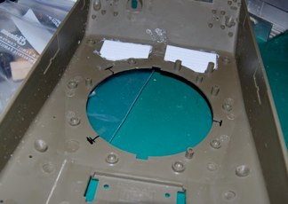 I back the drivers and co drivers hatches with STyrene and CA to for the lip for the open hatches.