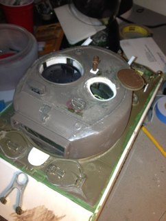 Turret gets machine gun mount, hatches, brusguards, searchlight post....