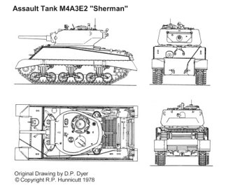 M4A3E2 differed by adding twice the normal armor to the hull and adding a 6 inch thick turret.