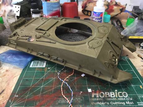 Kitbash time! I sourced a surplus HVSS Tamiya hull for the project to start the initial modifications for an Easy Eight.