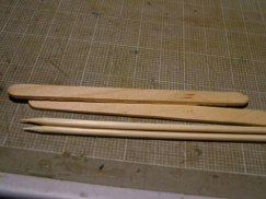 Armed with some Bamboo skewers, popcycle sticks, and round tooth picks I set out to replicate the tools.