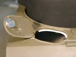 Working hatches were drilled for new brass grab handles (the stock plastic was simply too weak for the strength of the magnets)