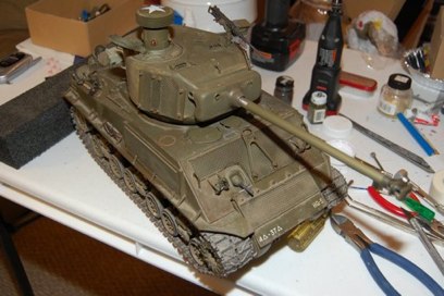 Tank together again.  Emitter in barrel now and ready for a fight.  The tank didn’t need a total paint job.....  yet.