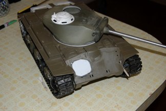 Other areas of cosmetic work include the front glacis and rear engine deck.  The T-23 had a rounded rear deck and different access hatches.