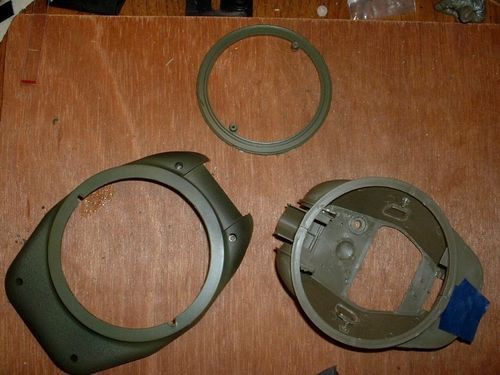 I ran a X-acto blade along the molded line on the lower half of the WSN turret.  I plan to attach the recoil unit low in the turret so the modifications necessary include a three point mount and enough clearance below the turret.