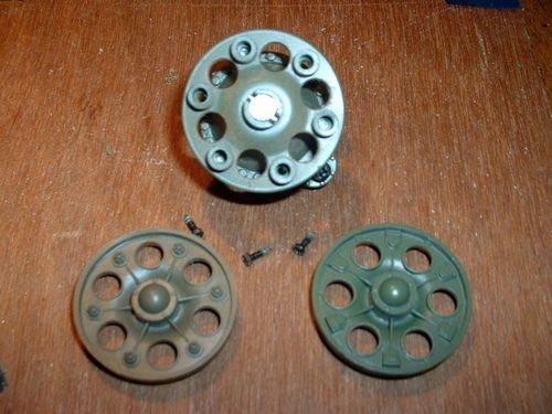 I did replace the outer drive sprocket halves with the more detailed Trumpeter parts.