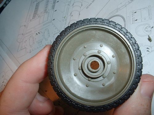 I had to enlarge the openings for the suspension arms in each bogie from the static kit.