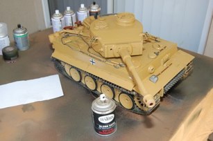 Kit was gloss coated, decaled, gloss coated again to seal the decals, and then dull coated.