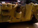Included on the additional "K" Sprue acquired from the Tamiya static Tiger, are the feifel air cleaners seen on the DAK Tigers in Tunisia.  Now it is time to add the fenders and side skirts.